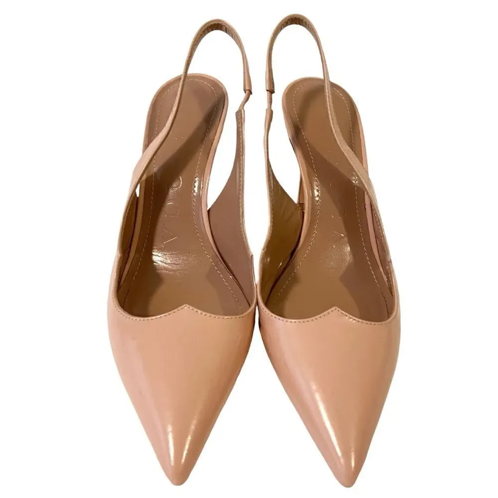 A.Bocca Nude Pink Sling Pump Heels  Pointed Toe Made in Italy in Size 37.5